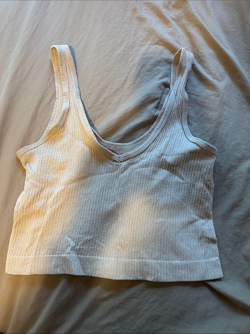 Urban Outfitters Peach Ribbed V-Neck Crop Tank